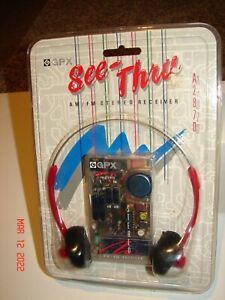 GPX A2870 AM/FM Personal Stereo Radio Receiver SEE-THRU W/Headphones 80's SEALED