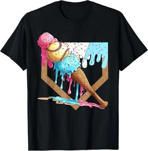 Baseball Drip Home Plate Ice Cream Drip Youth Sport T-Shirt - Picture 1 of 5