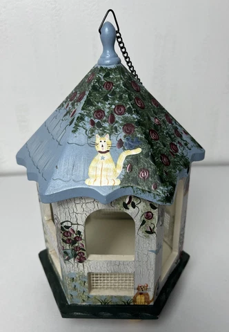 Kathy Hatch Hand Painted Hanging House Gazebo Cat Lovers 10” Tall Cover