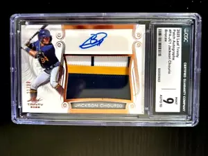 2023 LEAF TRINITY JACKSON CHOURIO PATCH AUTO BRONZE CGC GRADED 9/10 #21/99 - Picture 1 of 2
