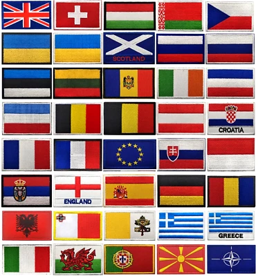 European Flags Official VELCRO® Patch Embroidered Country Travel Badge backpack - Image 1 of 4