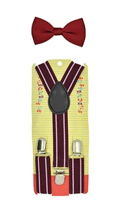 CUTE Baby Toddler Kids Children Boys Girls Stripe Elastic Suspender& Bow Tie Set - Picture 1 of 79