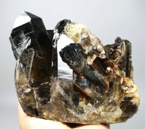 3.94lb Natural Rare Beautiful Black QUARTZ Crystal Cluster Mineral Specimen - Picture 1 of 12