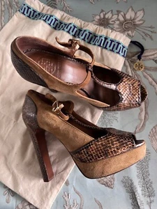 Tory Burch offene Zehenpartie Plateau Heels Knöchelriemen Gr. US 6,5 M - Bild 1 von 19