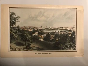 Antique Print City Of Providence 1870 Hand Colored 13”x 8.5”. - Picture 1 of 6
