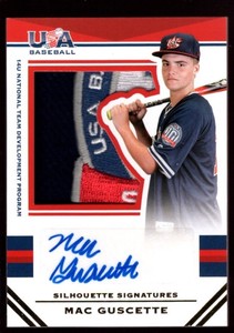 MAC GUSCETTE /25 ROOKIE AUTO JUMBO JERSEY LOGO PATCH RC 2017 USA STARS & STRIPES