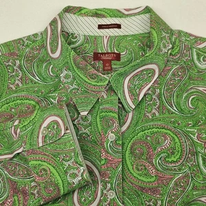 Talbots Green and Pink Paisley Button Down Shirt Wrinkle-free - Picture 1 of 11
