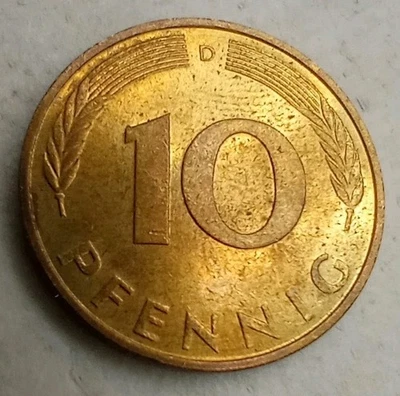 Moneda de 10 peniques 1991 D Alemania Bundesrepublik Deutchland roble Munich como nueva Foto 1 de 2