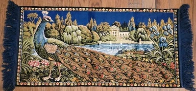 Vinatge Italy Peacock Wall Hanging Velvet Art Tapestry Estate Sale - Image 1 of 4