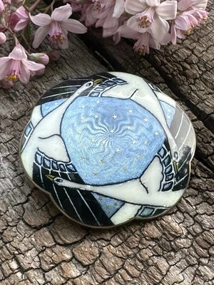 Spilla smaltata in argento sterling Gustav Gaudernack norvegese antica 171 - Immagine 1 di 4