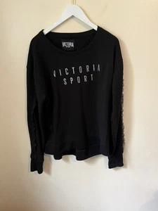 Victoria’s Secret Sport Damen Sweatshirt schwarz silberner Schriftzug Größe L - Bild 1 von 6