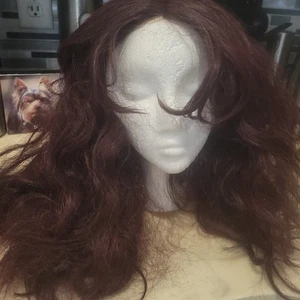 19" Curly Hair Cranberry Red Wine Wig - Picture 1 of 6
