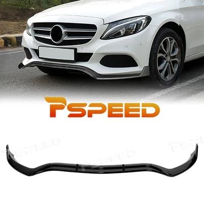 Glossy Black Front Bumper Spoiler Lip For Mercedes Benz C CLASS W205 Base 15-19 - Image 1 of 4