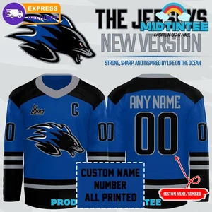 Camisa de hockey personalizada Saint John Sea Dogs 2025 azul todo impreso regalo para fanático - Imagen 1 de 7