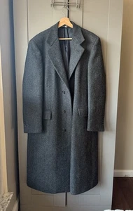Vintage Christian Dior Monsieur Sport Overcoat Men’s Gray Herringbone Wool Long - Picture 1 of 10
