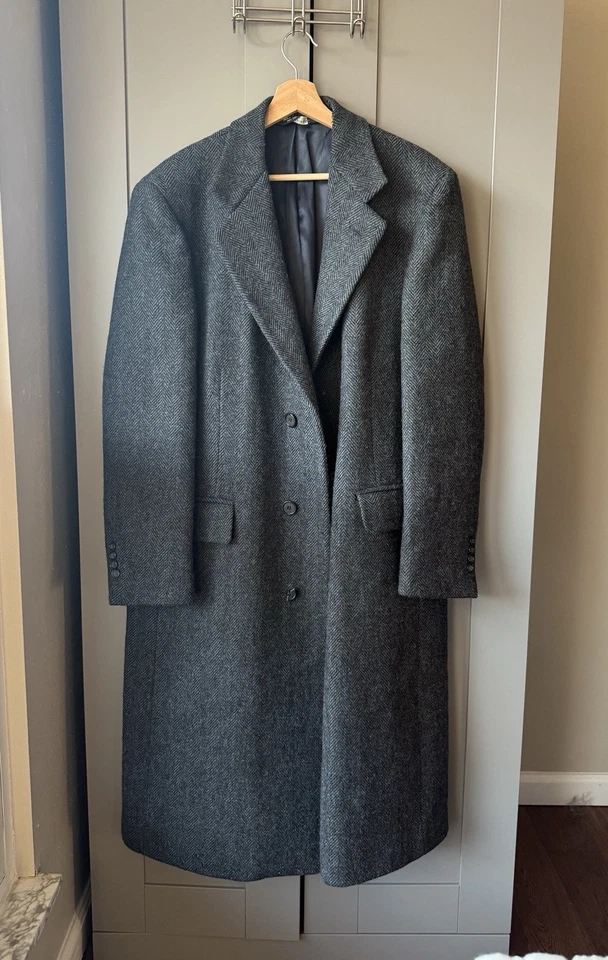 Vintage Christian Dior Monsieur Sport Overcoat Men’s Gray Herringbone Wool Long - Image 1 of 4