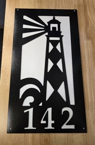 Cape Lookout Leuchtturm Adressschild Metall Wandbild Wohndeko Geschenkidee  - Bild 1 von 1