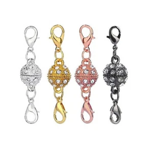2Set Ball Clasp Rhinestone Magnetic Necklace Bracelets Jewelry Making Buckle - Picture 1 of 11