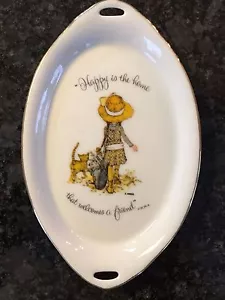 Targa vassoio portagioie ceramica Holly Hobbie vintage casa accoglie un amico - Foto 1 di 1