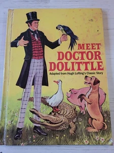 Vintage 1967 MEET DOCTOR DOLITTLE Book Hardback Large Hugh Lofting Ephemera - Picture 1 of 6