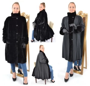 A4038 SEIDEN SAMT WIESEL MANTEL WENDEJACKE PELZMANTEL - REVOMABLE WEASEL FUR - Bild 1 von 24