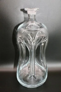 Vintage MCM Holme Gaard Denmark Pinched Kluk Kluk Decanter Clear Bottle w/Stopp - Picture 1 of 13
