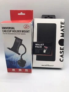 Case Mate Wallet Folio iPhone 2019 6.5” Case & Universal Car Cup Holder Mount - Picture 1 of 10