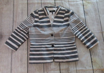 Le Chateau Dark Gray White Striped Blazer Jacket 3/4 Sleeves Womens XL - Image 1 of 4