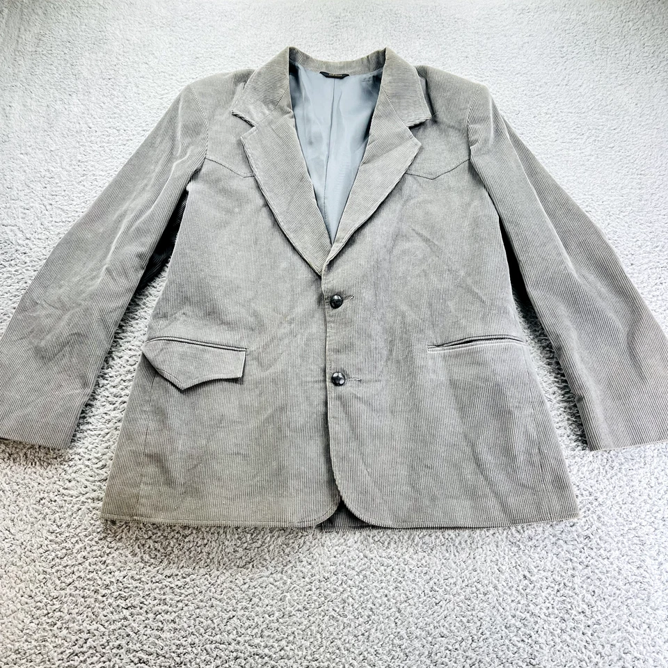 Vintage Pioneer Wear Blazer Mens 48 Corduroy Gray Jacket Sport Coat - Image 1 of 4