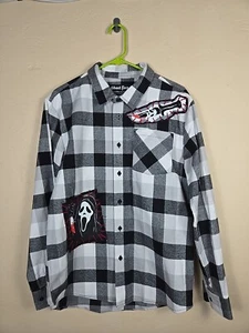 Scream Horror Movie Ghostface - Button up Flannel Patches - Mens Size S - Picture 1 of 13