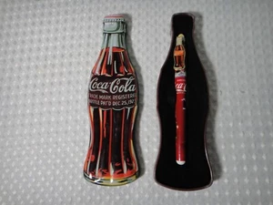 Vintage 1996 Coca-Cola Bottle Shaped Tin With Pen Set, ink empty - Picture 1 of 10