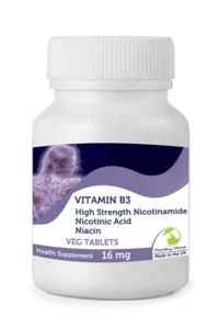 Vitamin B3 16mg Nicotinic Acid Niacin 30/60/90/120/180/250 Veg Tablets - Picture 1 of 8