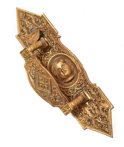 rare 1870s figural cast bronze store door thumblatch figural handle Cover