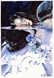 Original Watercolor Painting Beautiful Female Portrait Fantasy Woman Painting - Picture 1 of 3