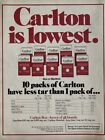 1980 Vintage Print Ad Carlton Cigarettes