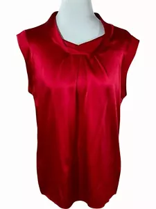 Antonio Melani Womens Ruby Red Sleeveless Cowl Neck Stretch Blouse NEW Large - Picture 1 of 7