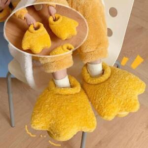 Bow Knot Plush Slippers Duck Cute Duck Webbed Warm Plush Slippers L5Q7