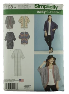 Suéter Kimono Suelto Simplicity Fácil de Coser Patrón 1108 XXS-XXL ENVÍO GRATUITO - Imagen 1 de 5