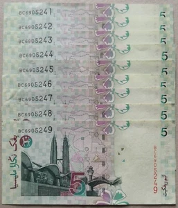 RM5 Zeti sign 9 pcs Running Number Note BC 6905241 - 6505249 - Picture 1 of 2