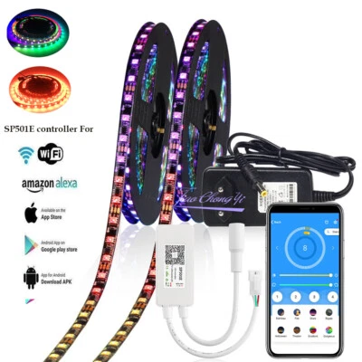 12V WS2811 Addressable led strip RGB Dream Color +WiFi APP controller+power kit - Image 1 of 4