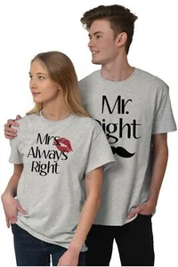 Husband Wife Married His Hers Couple Gift Mens Casual Crewneck T Shirts Tees - Picture 1 of 11