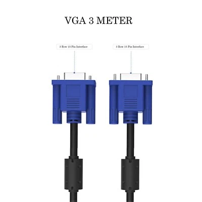 3 Meter VGA / SVGA 15 Pin PC Computer Monitor LCD Extension Cable Male to Male - Image 1 of 4