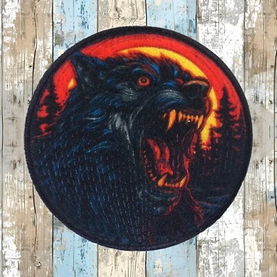 Bloody Werewolf Patch Iron-on Applique Halloween Badge Creature Spooky Legend - Image 1 of 4