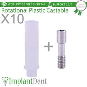 10x Dental Rotational Castable Prosthetic Int Hex 2.42mm Dentistry Lab - Picture 1 of 3