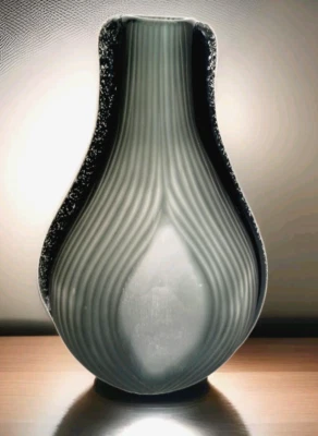Glasvase Vase 38 Cm Blumenvase Tischvase Glaskunst Deko Kunstvase Deko schwarz - Bild 1 von 4