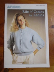 KNITTING PATTERN BOOK RIBS 'N' CABLES PATONS GREAT **** MUST SEE - Picture 1 of 2