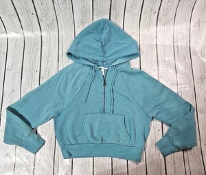 Victoria’s Secret On Point Womens Aqua Full Zip Mid Crop Waist Hoodie Sz. XS - Picture 1 of 7