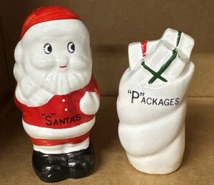 Shaker sale/pepe in ceramica Babbo Natale e regali vacanze Natale 3,5” vintage - Foto 1 di 7