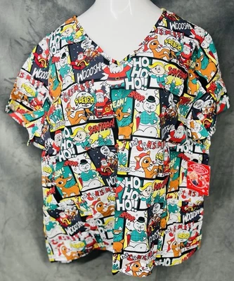 Plus Sz Christmas Scrubs Top Rudolph The Red Nose Reindeer Sz 3X Medical Dental - Image 1 of 4