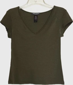 Top Bisou Bisou Verde Manga Gorra Talla M Cuello en V Mezcla de Algodón Informal Núcleo - Imagen 1 de 6